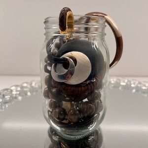 Mystery jewellery jar, primarily wooden pieces